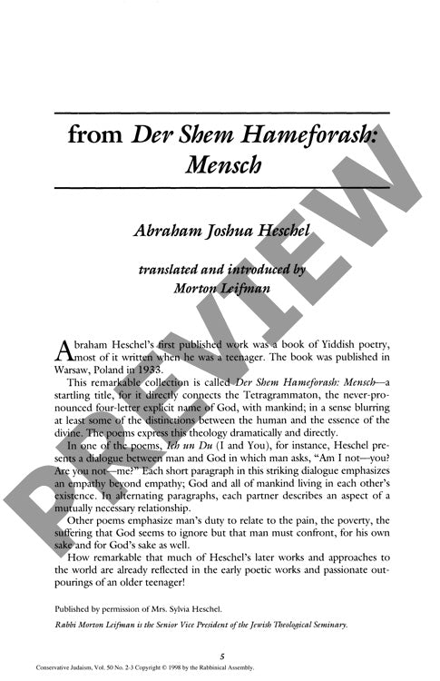From Der Shem Hameforash Mensch