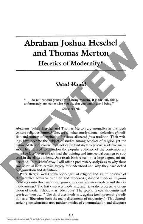 Abraham Joshua Heschel and Thomas Merton