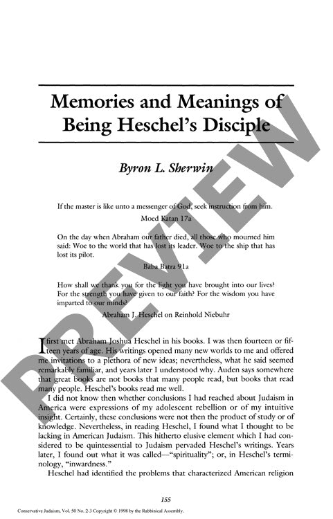 Memories and Meanings of Being Heschels