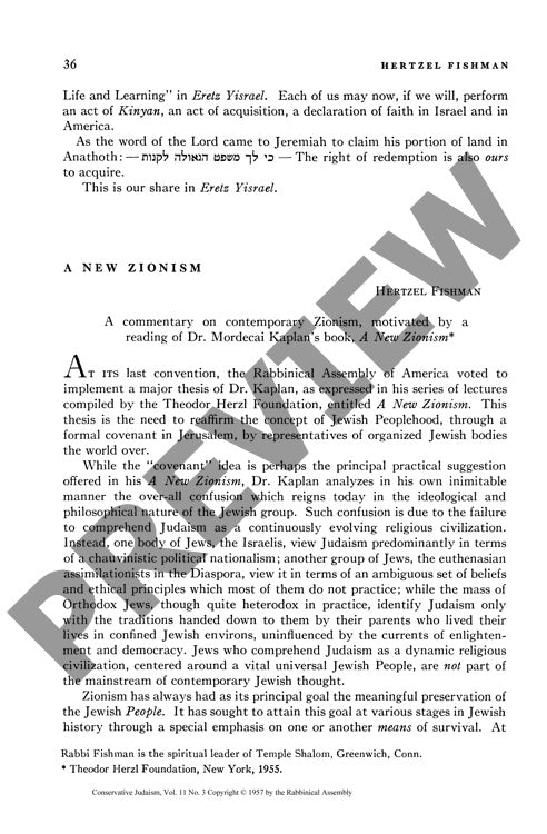 A New Zionism a Symposium