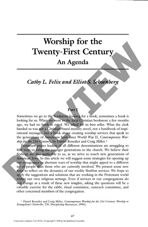 Worship for the Twenty First Century An