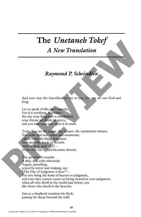 The Unetaneh Tokef a New Translation