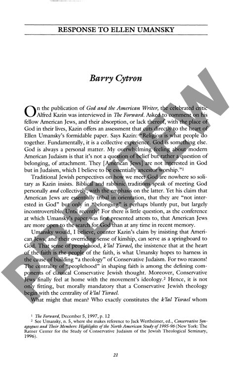 Response to Ellen Umansky