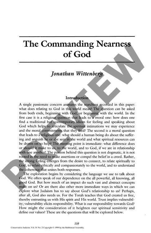The Commanding Nearness of God