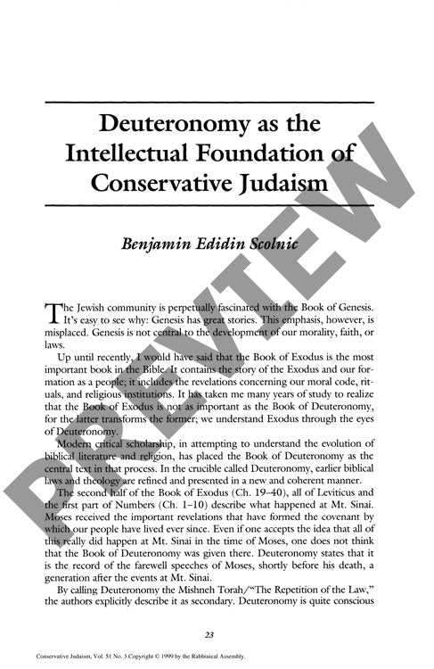 Deuteronomy as the Intellectual Foundati