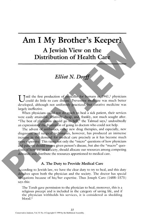 Am I My Brothers Keeper a Jewish View On