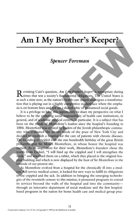 Am I My Brothers Keeper
