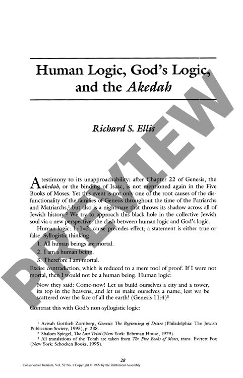 Human Logic Gods Logic and the Akedah