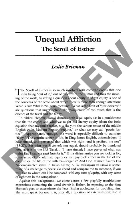 Unequal Affliction the Scroll of Esther