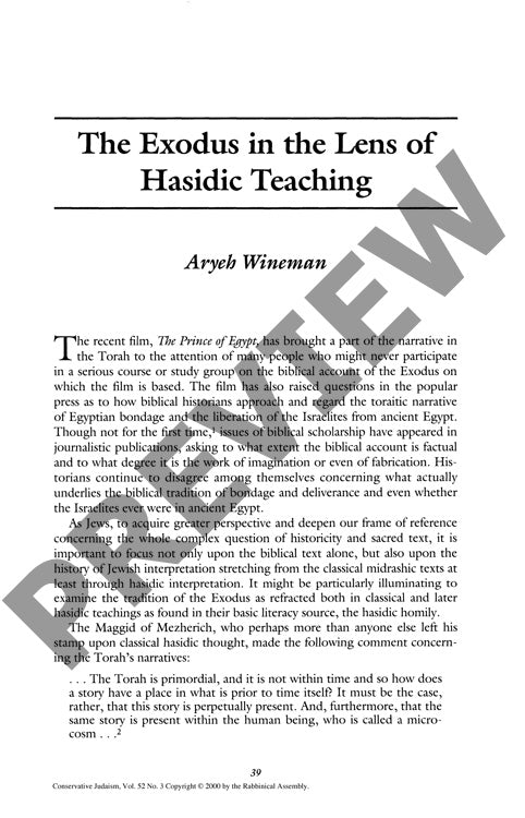 The Exodus in the Lens of Hasidic Teachi