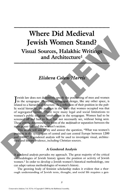Where Did Medieval Jewish Women Stand Vi