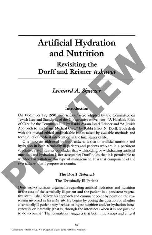 Artificial Hydration and Nutrition Revis