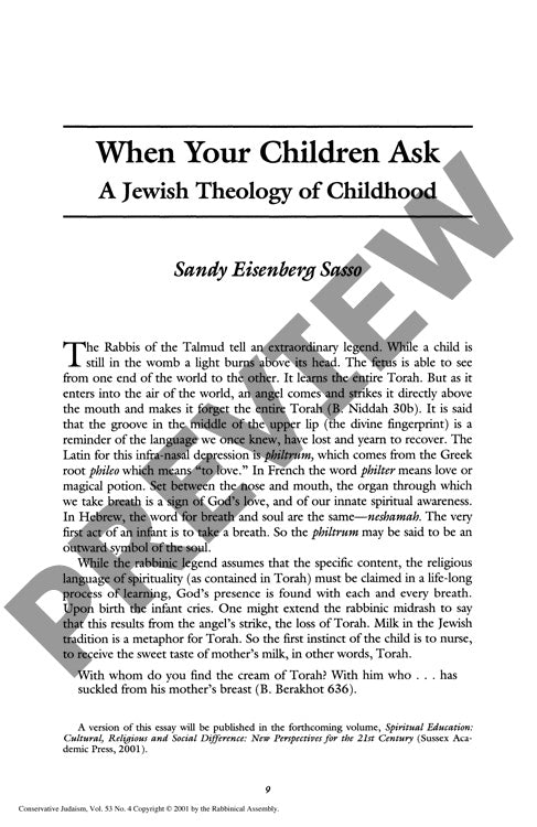 When Your Children Ask a Jewish Theology
