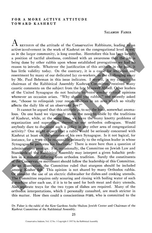 For a More Active Attitude Toward Kashru