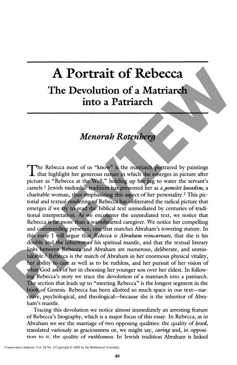 A Portrait of Rebecca the Devolution Of