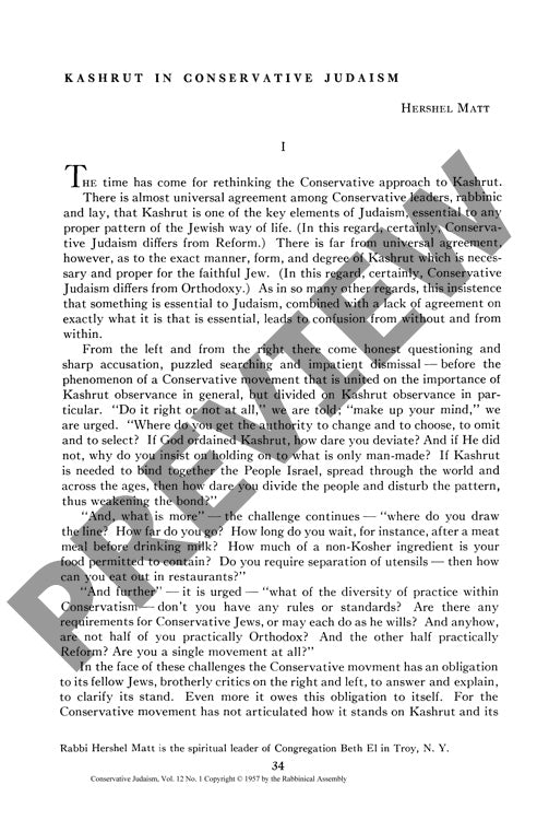 Kashrut in Conservative Judaism
