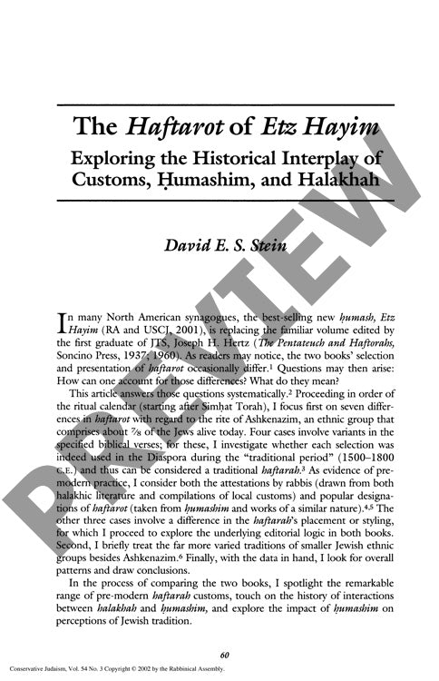 The Haftarot of Etz Hayim Exploring The