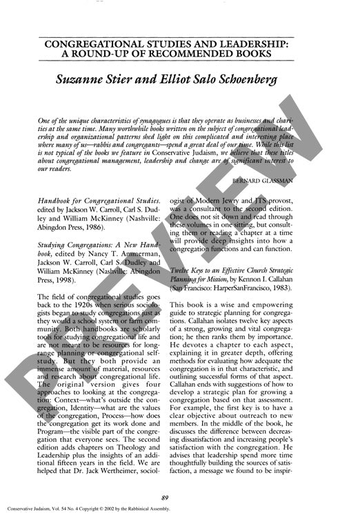 Congregation Studies and Leadership a Ro