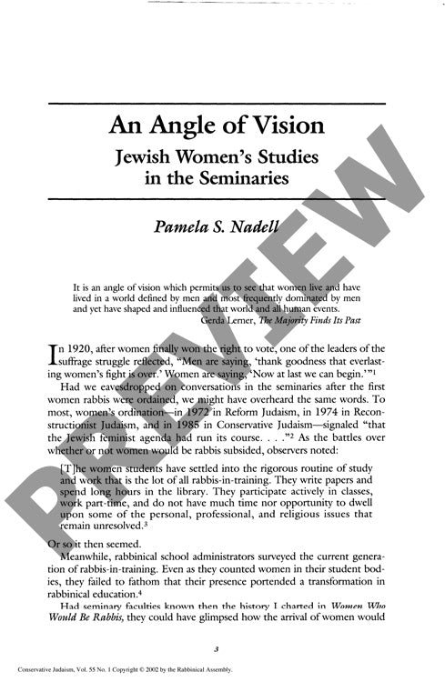 An Angle of Vision Jewish Womens Studies