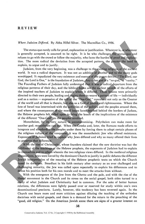 Review Where Judaism Differed