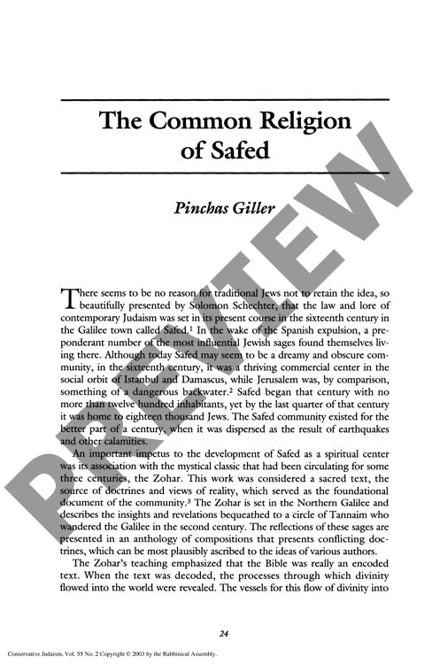 The Common Religion of Safed