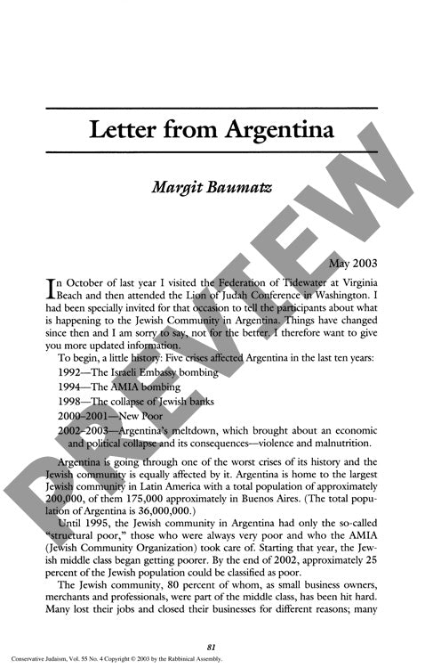 Letter from Argentina