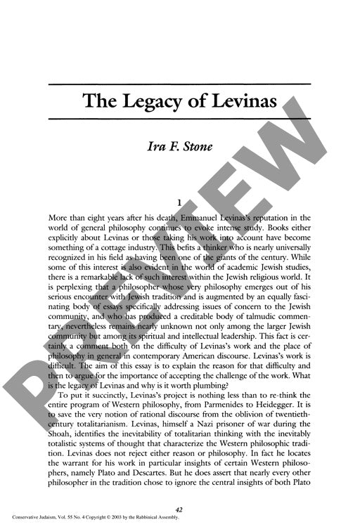 The Legacy of Levinas