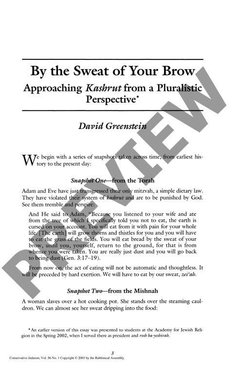 By the Sweat of Your Brow Approaching Ka