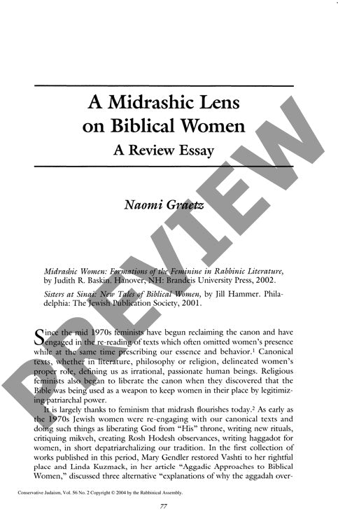 A Midrashic Lens on Biblical Women a Rev
