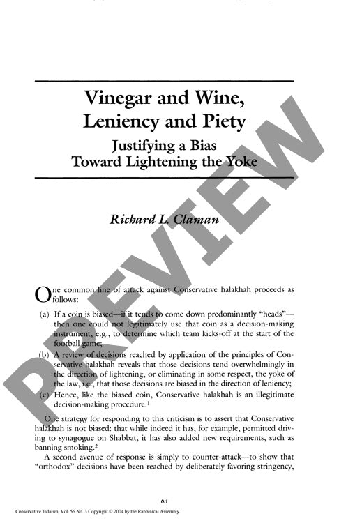 Vinegar and Wine Leniency and Piety