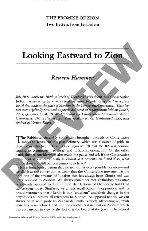 Looking Eastward to Zion