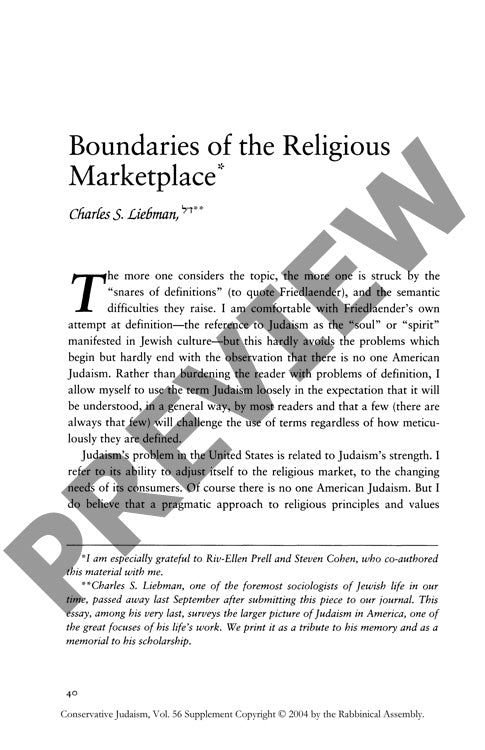 Boundaries of the Religious Marketplace
