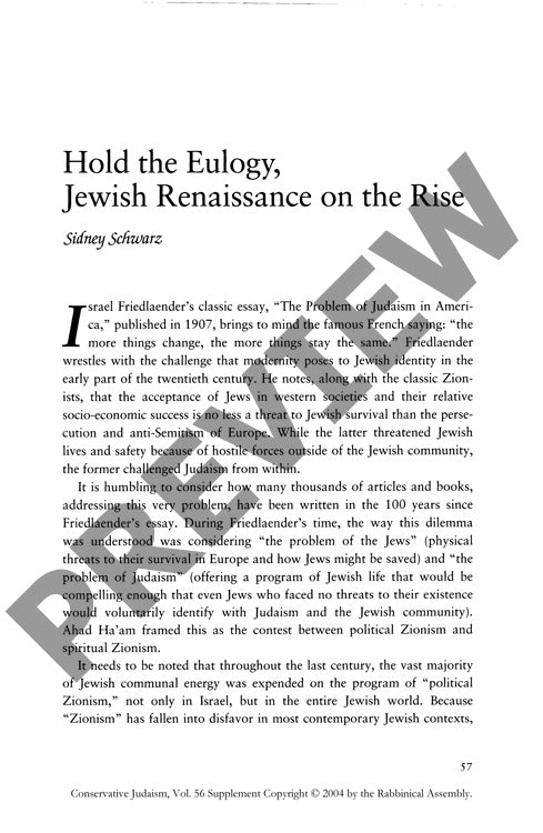 Hold the Eulogy Jewish Renaissance on Th