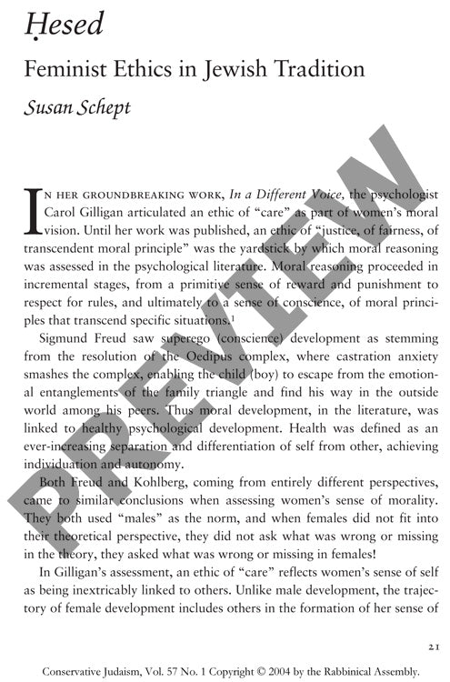 Hesed Feminist Ethics in Jewish Traditio