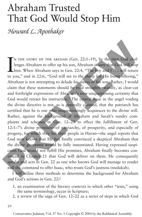 Abraham Trusted That God Would Stop Him