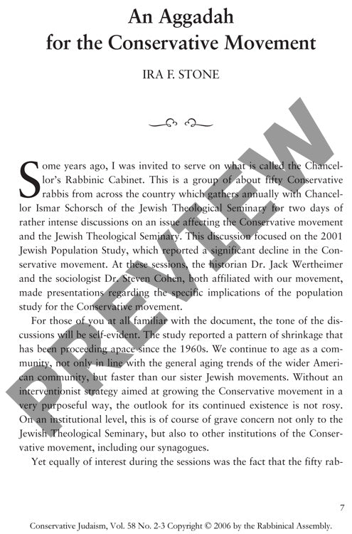 An Aggadah for the Conservative Movement