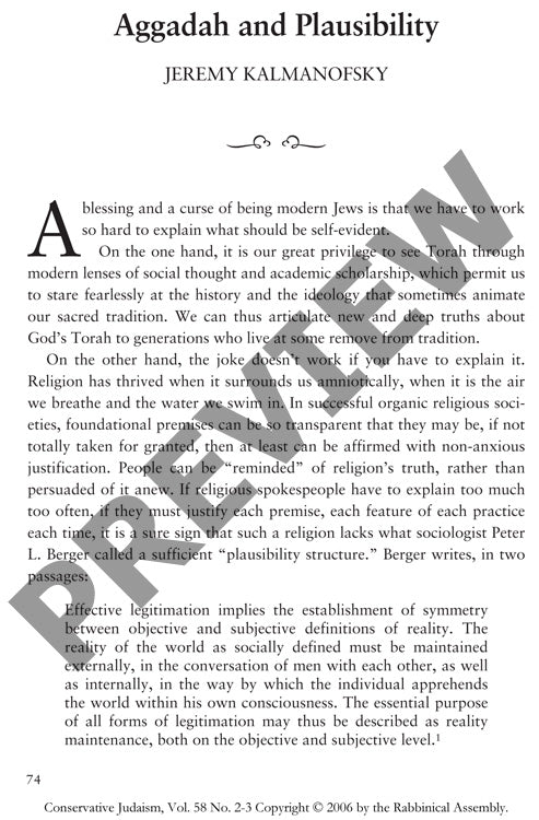 Aggadah and Plausibility