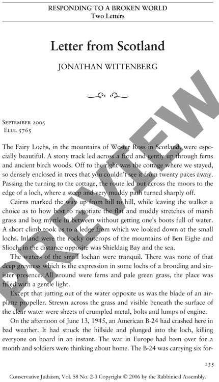 Letter from Scotland