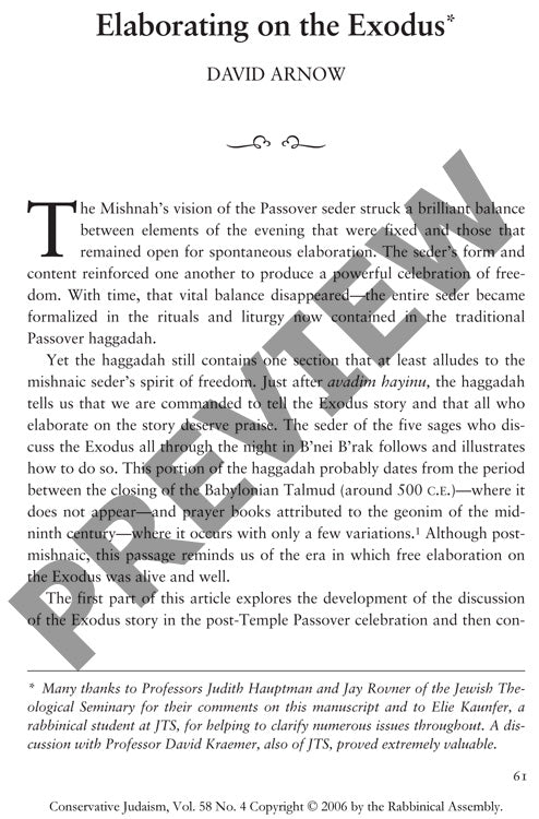 Elaborating on the Exodus
