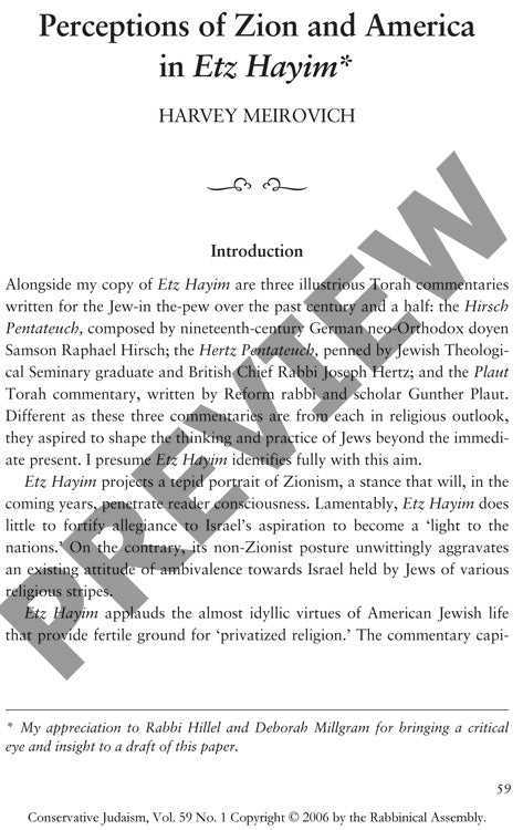 Perceptions of Zion and America in Etz H