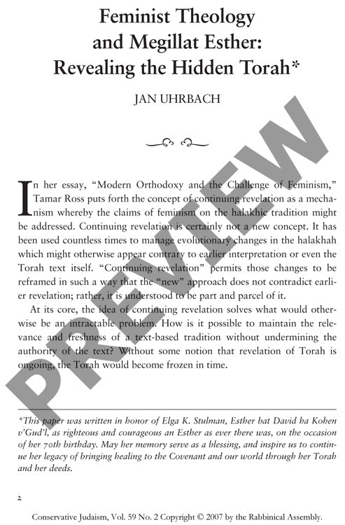 Feminist Theology and Megillat Esther Re