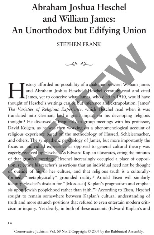 Abraham Joshua Heschel and William James