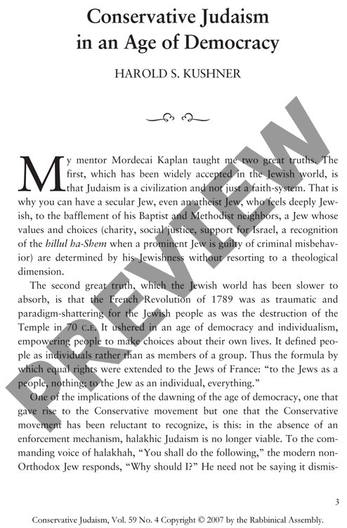 Conservative Judaism in an Age of Democr