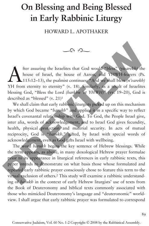 On Blessing and Being Blessed in Early R
