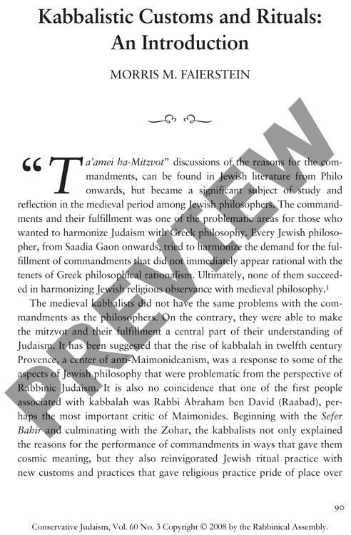 Kabbalistic Customs and Rituals an Intro