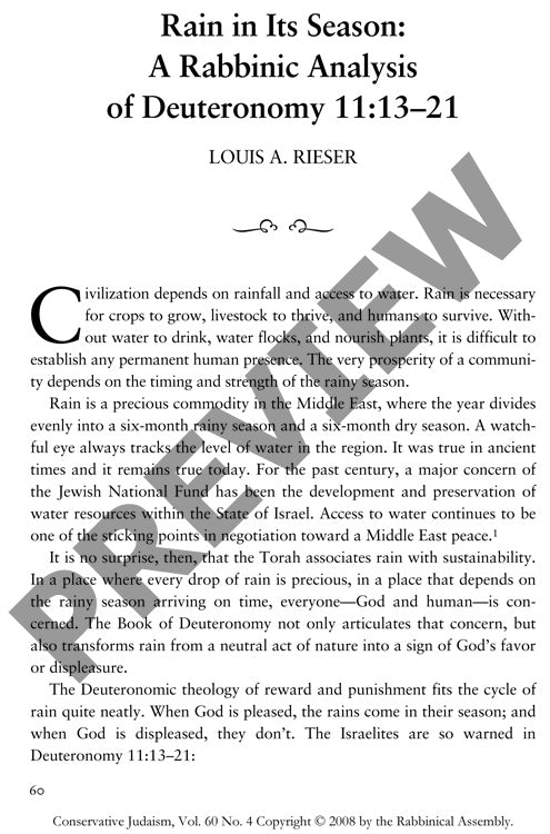 Rain in Its Season a Rabbinic Analysis O