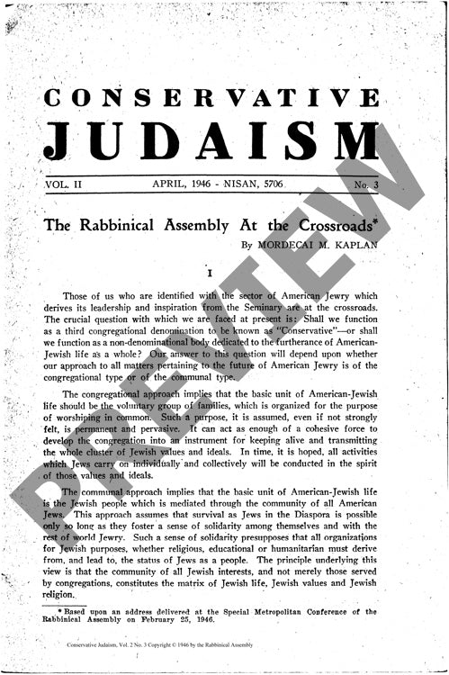 The Rabbinical Assembly at the Crossroad