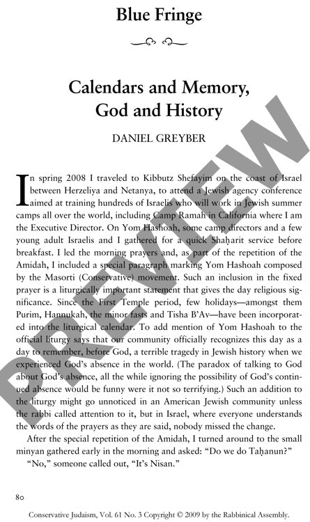 Calendars and Memory God and History