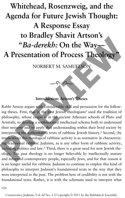 Whitehead Rosenzweig and the Agenda For