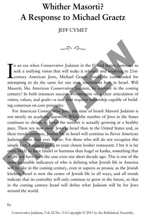 Whither Masorti a Response to Michael G